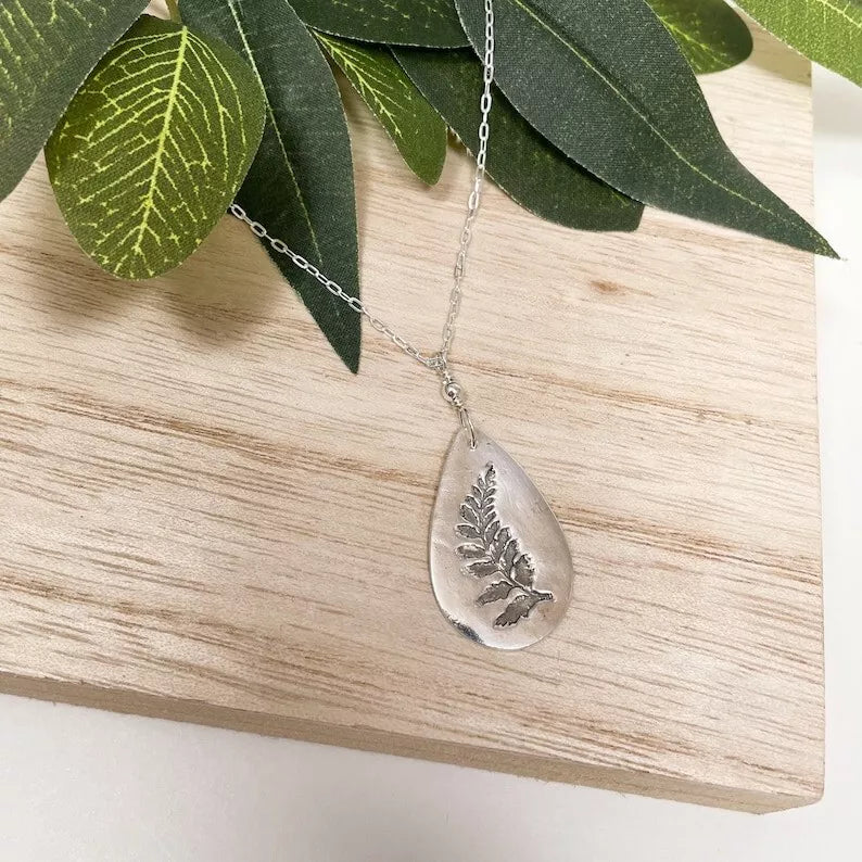 925 Sterling Silver Fern Leaf Handmade Pendant Exquisite Gift For Christmas