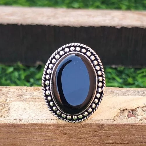 925 Sterling Silver Handmade Black Onyx Women Ring Fine jewelry
