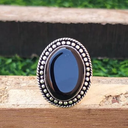 925 Sterling Silver Handmade Black Onyx Women Ring Fine jewelry