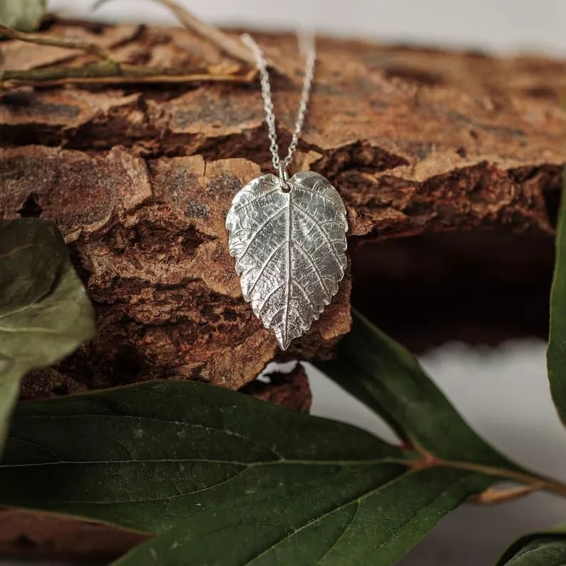925 Sterling Silver Leaf Handmade Pendant Natural Feel Gift For Christmas