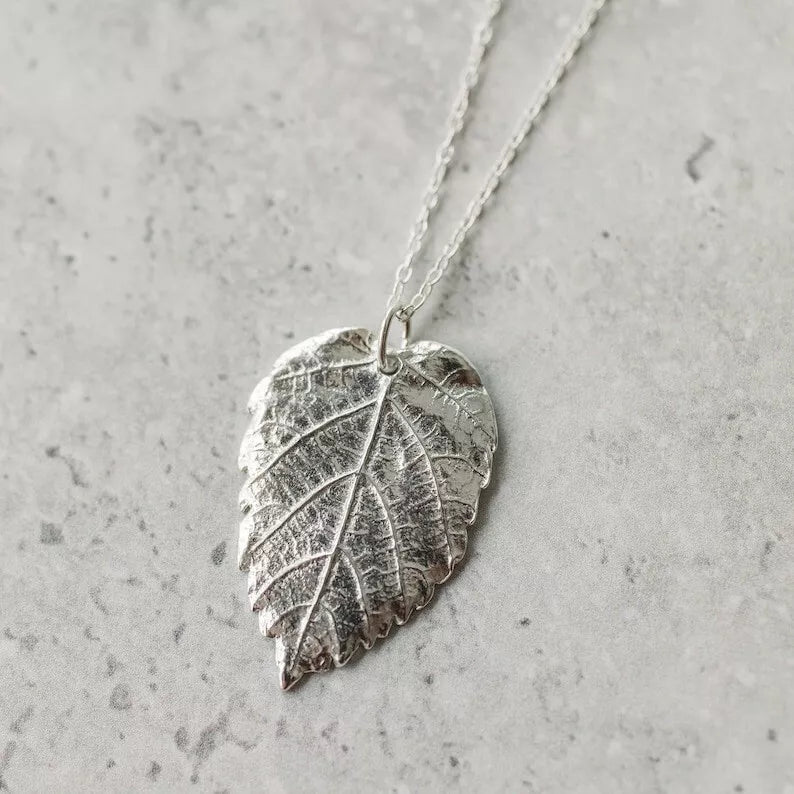 925 Sterling Silver Leaf Handmade Pendant Natural Feel Gift For Christmas