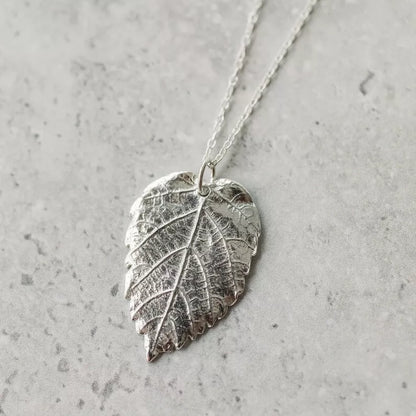 925 Sterling Silver Leaf Handmade Pendant Natural Feel Gift For Christmas