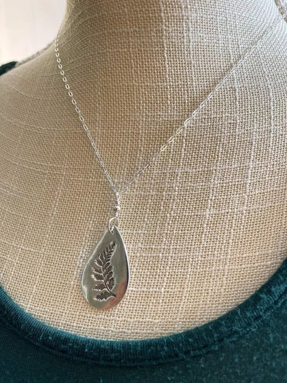 925 Sterling Silver Fern Leaf Handmade Pendant Exquisite Gift For Christmas