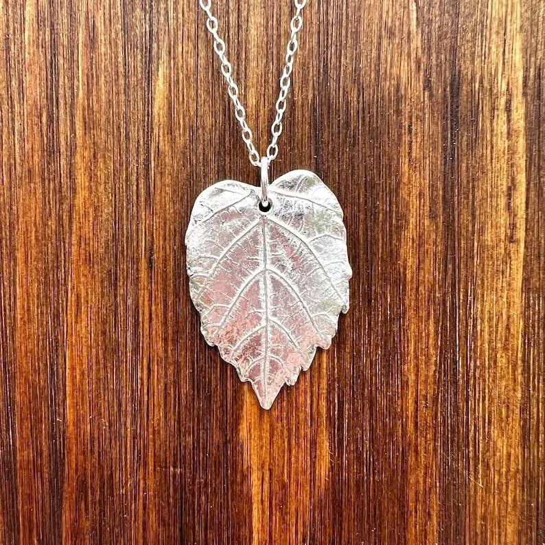 925 Sterling Silver Leaf Handmade Pendant Natural Feel Gift For Christmas