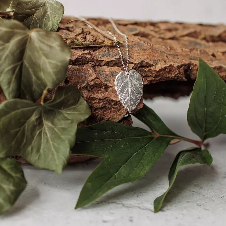 925 Sterling Silver Leaf Handmade Pendant Natural Feel Gift For Christmas